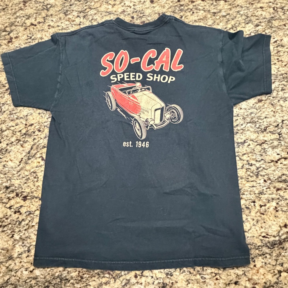 So-Cal Speed Shop Mens Hot Rod Graphic T-Shirt Faded Black Short Sleeve Large v